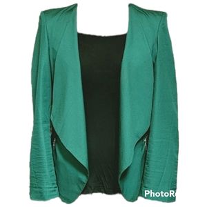 Contemporary Dark Green Draped Asymmetric Blazer fits like size large